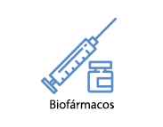 Biofarmacos. Ícone com ilustração representando um frasco. Clique aqui para saber mais sobre biofármacos produzidos por Bio-Manguinhos/Fiocruz